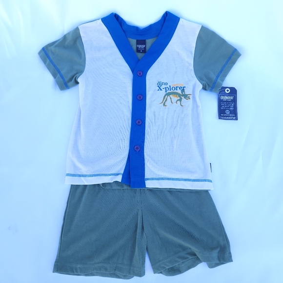 NWT - OshKosh Toddler Boy 2-Piece Dino X-plorer Pajamas PJs Shorts Set Size-8 - Picture 1 of 8